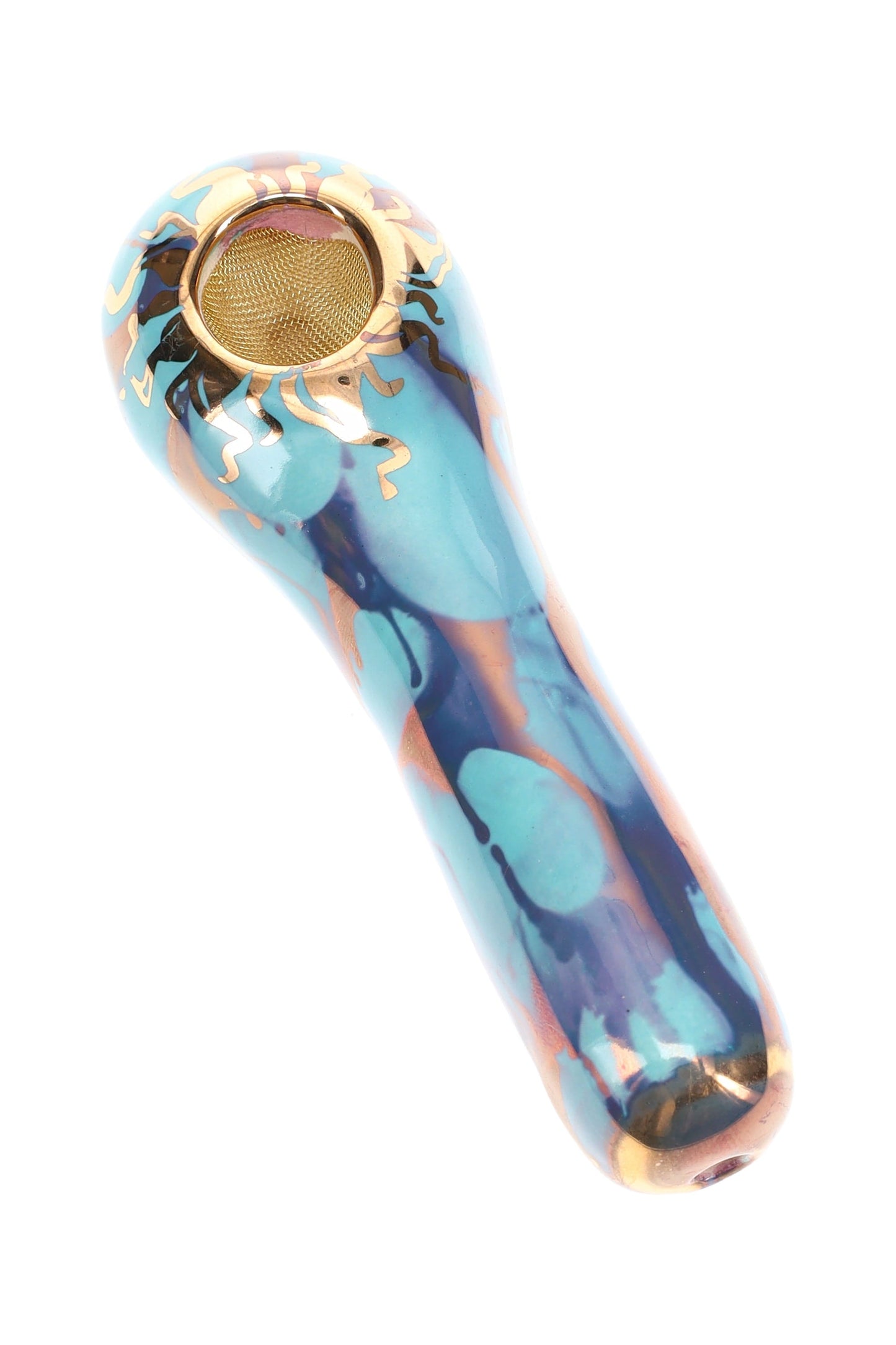 Ancient Creations Ceramics 4″ Ceramic Spoon Hand Pipe – Brass Screen – US-Made