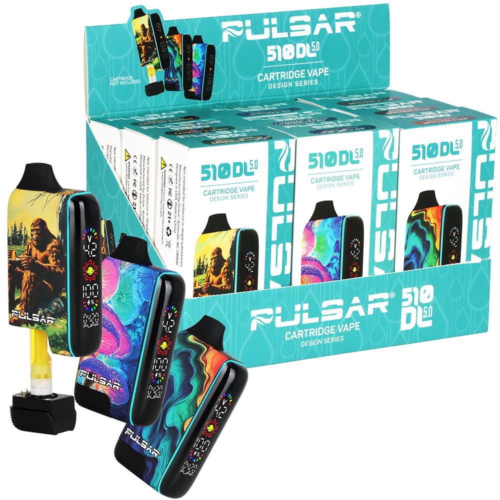 9CT DISPLAY - Pulsar 510 DL 5.0 LCD Screen Vape Bar Design Series - 1000mAh / Assorted Designs